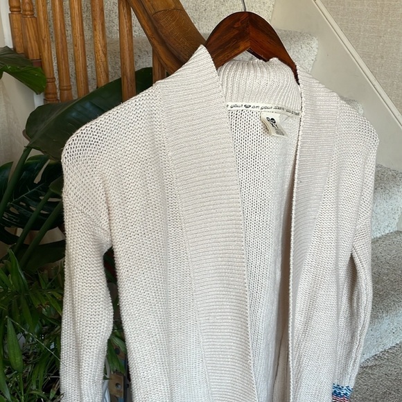 Roxy Boho Knit Cream Sweater with Multicolor Fringe - Picture 3 of 10